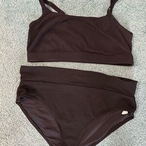 Black Ribbed Bikini Set